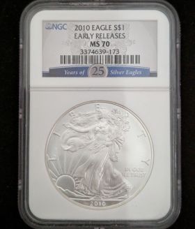 2010 Silver Eagle Dollar Coin $1 NGC MS 70 25th Anniversary 3374639-173 1oz Fine Silver
