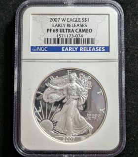 2007-W Proof Silver Eagle Dollar Coin $1 NGC PF 69 ULTRA CAMEO Early Releases 1571173-074 1oz Fine Silver