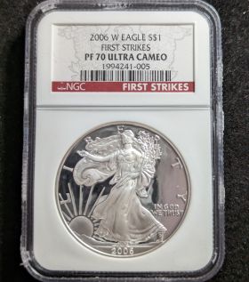 2006-W Proof Silver Eagle Dollar Coin $1 NGC PF 70 ULTRA CAMEO First Strikes 1994241-005 1oz Fine Silver