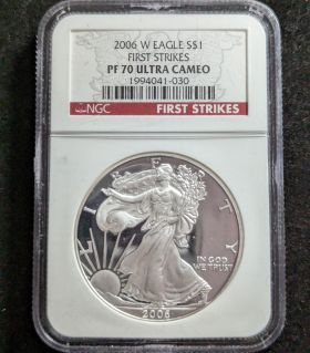 2006-W Proof Silver Eagle Dollar Coin $1 NGC PF 70 ULTRA CAMEO First Strikes 1994041-030 1oz Fine Silver