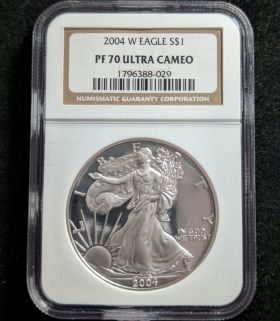 2004-W Proof Silver Eagle Dollar Coin $1 NGC PF 70 ULTRA CAMEO 1796388-029 1oz Fine Silver