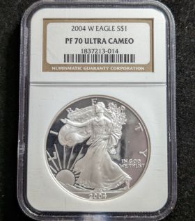 2004-W Proof Silver Eagle Dollar Coin $1 NGC PF 70 ULTRA CAMEO 1837213-014 1oz Fine Silver