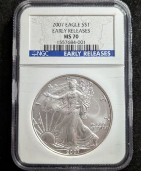 2007 Silver Eagle Dollar Coin $1 NGC MS 70 Early Releases 1557684-001 1oz Fine Silver