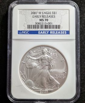 2007-W Silver Eagle Dollar Coin $1 NGC MS 70 Early Releases 3082213-001 1oz Fine Silver