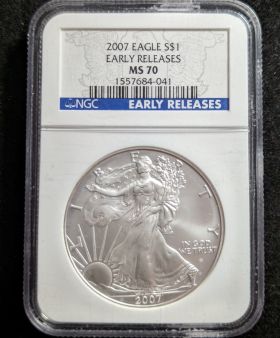 2007 Silver Eagle Dollar Coin $1 NGC MS 70 Early Releases 1557684-041 1oz Fine Silver