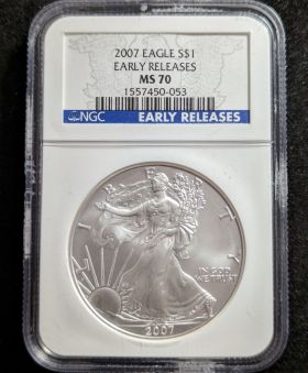 2007 Silver Eagle Dollar Coin $1 NGC MS 70 Early Releases 1557450-053 1oz Fine Silver