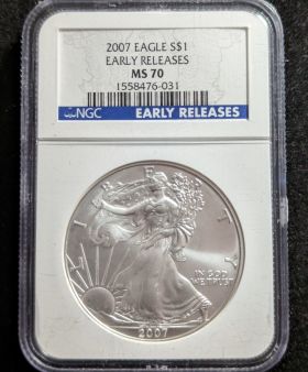 2007 Silver Eagle Dollar Coin $1 NGC MS 70 Early Releases 1558476-031 1oz Fine Silver