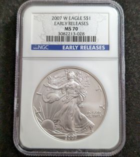 2007-W Silver Eagle Dollar Coin $1 NGC MS 70 Early Releases 3082213-028 1oz Fine Silver