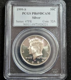 1999-S Proof Silver Half Dollar 50c PCGS PR69DCAM 71024221 Series 47PR