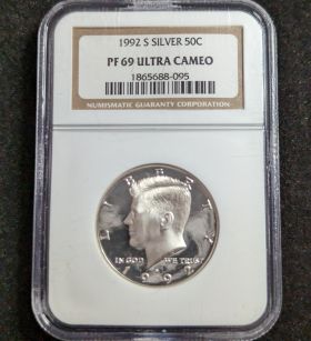 1992-S Silver Proof Kennedy 50c Half Dollar Coin NGC PF 69 ULTRA CAMEO 1865688-095