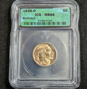 1938-D Buffalo Nickel 5c ICG MS66 5008610103