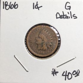 1866 1c G Details One Cent