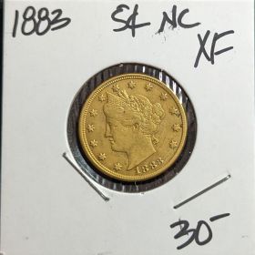 1883 "No Cents" 5c XF