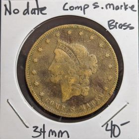No Date Comp. S Marked Brass Coin 34mm
