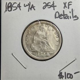 1854 w/a 25c XF Details