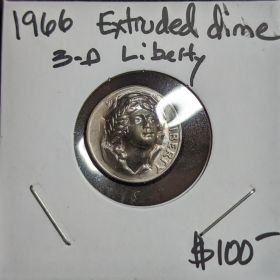 1966 Extruded Dime 10c 3D Liberty