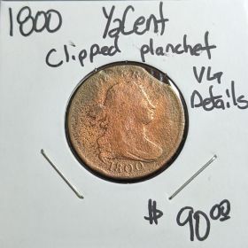 1800 Half Cent Clipped Planchet VG Details