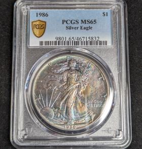 1988 $1 Toned Silver Eagle PCGS MS68 One Dollar Toner 4296302