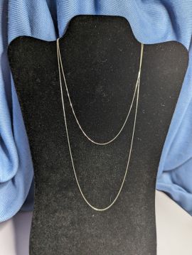 Layered Sterling Silver 925 Box Chain Necklace 15" and 22"