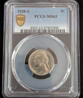 1938-S 5c PCGS MS63 Nickel Coin 47805880