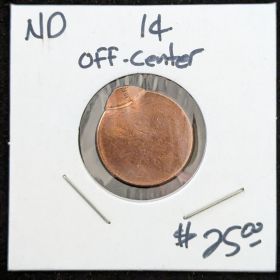 1c One Cent Coin ERROR Off-Center No Date