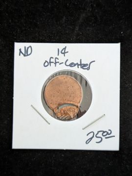 1c One Cent Coin ERROR Off-Center No Date