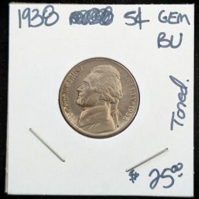 1938 5c TONED Nickel GEM BU