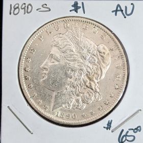 1890-S $1 Silver Morgan Dollar Coin AU