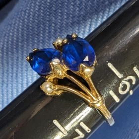 Bright Blue Topaz & Diamond Ring Size 6.25 Solid 10k Gold 3.52 grams