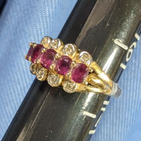 Ruby & Diamond Ring Size 7 Solid 14k Gold 3.5 grams