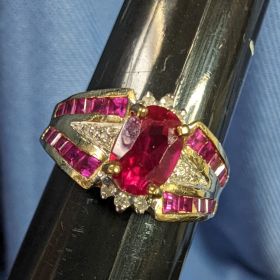 Pink Sapphire & Diamond Ring Size 6.75 Solid 14k Gold 3.13 grams