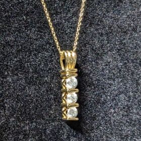 Certified Half 0.5 Carat Diamond Pendant Necklace with Chain 14k Gold 2.5 grams