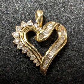 Modern Diamond Heart Pendant for Necklace 14k Gold 3.8 grams .5c Natural Diamonds