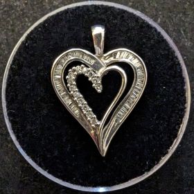 Intricate Diamond Heart Pendant for Necklace 10k Gold 1.64 grams