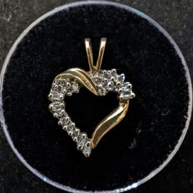 Diamond Heart Pendant for Necklace 10k Gold 1.86 grams
