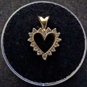 Dainty Diamond Heart Pendant for Necklace 14k Gold 1.43 grams