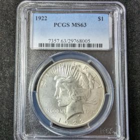 1922 $1 Silver Peace Dollar PCGS MS63  29769005
