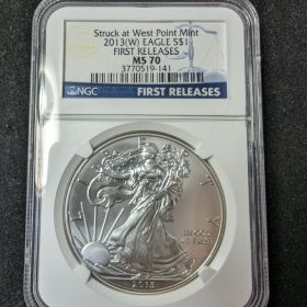2013-W Silver Eagle Dollar $1 NGC MS70  3770519-141 First Releases Struck at West Point Mint