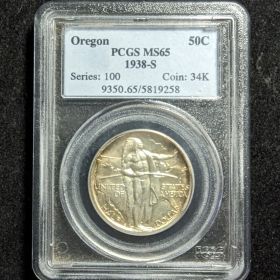 1938-S Oregon 50c PCGS MS65  5819258 Coin 34K Series 100