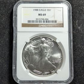 1988 Silver Eagle Dollar $1 NGC MS69  3915798-006