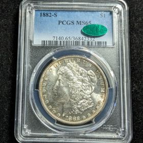 1882-S CAC $1 Silver Morgan Dollar PCGS MS65  36842332