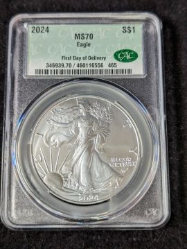 2024 American Silver Eagle MS70 CAC First Day of Delivery