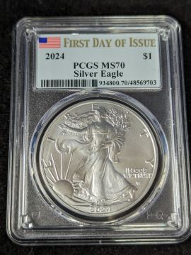 2024 American Silver Eagle MS70 PCGS First Day of Issue