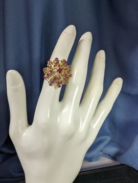 18k Gold and Ruby Cocktail Ring Size 6.5
