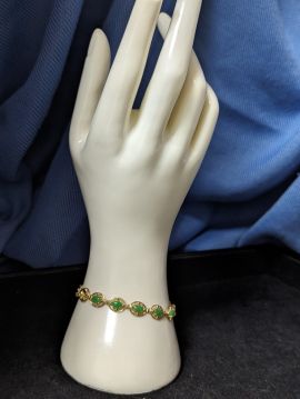 14K Gold Jade Bracelet 7 Inches