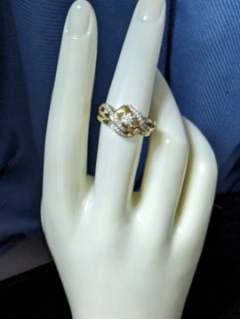 10K Gold Engagement ring and band -  Size 6.75
