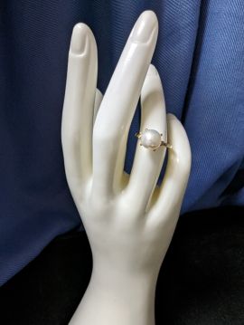 14K Gold  Peal & Diamond Cocktail Ring Size 6