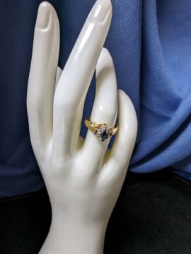 14K Gold Sapphire & Diamond Ring Size 6.75
