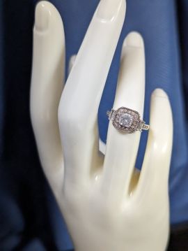 .925 Sterling Silver Antique Vintage Engagement Ring - Size 5.5