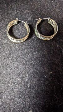 Two toned Sterling Silver (.925) Hoop Earrings 